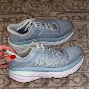 Hoka Women's Light Blue and White Sneakers